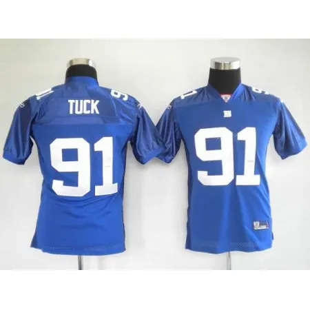 Giants #91 Justin Tuck Blue Stitched Youth NFL Jersey