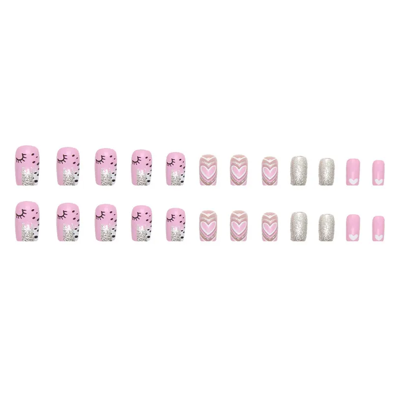 Churchf Churchf And Winter Flash Pink Tender Girl Wearing A Love Impact Naked Powder Hot Girl Ins Wind Fake Nail Finished Products
