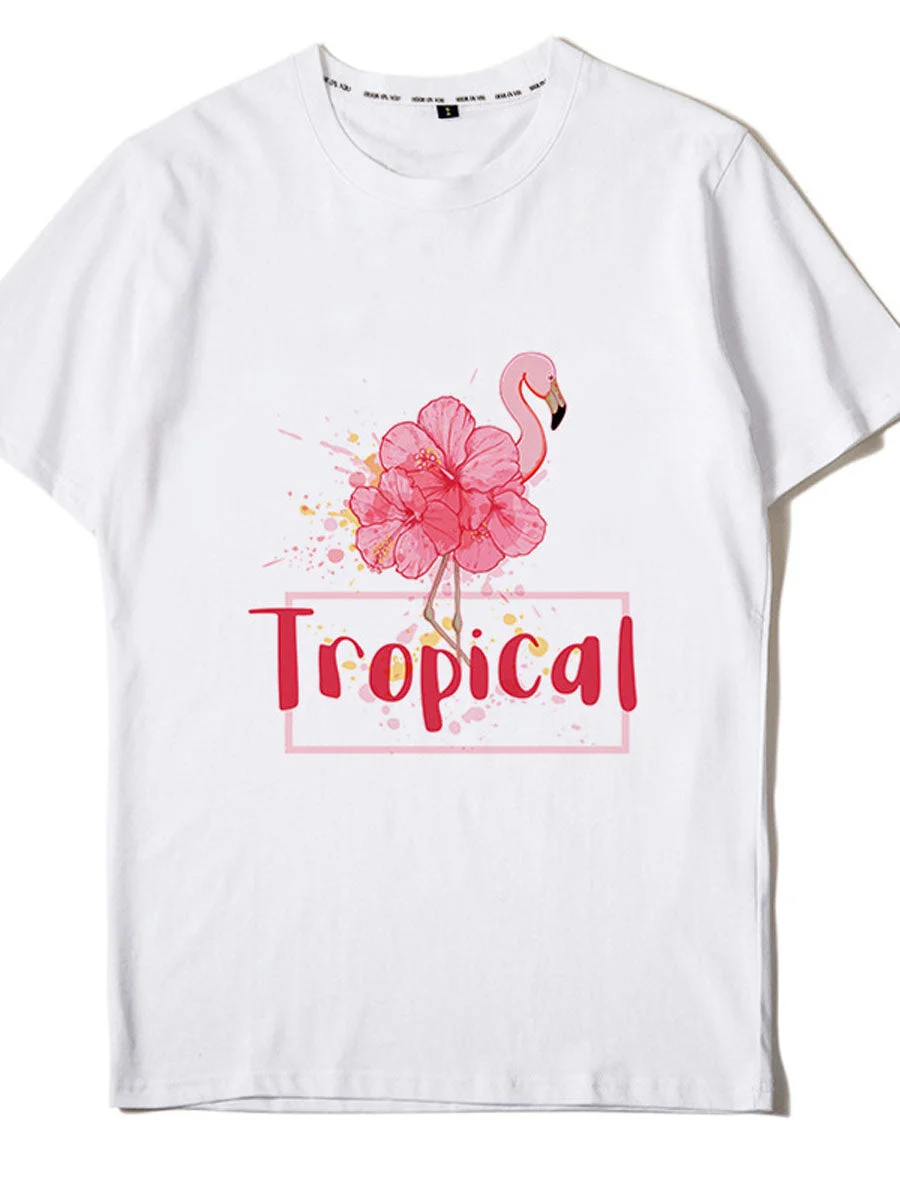 Flamingo Printed O Neck T-shirt