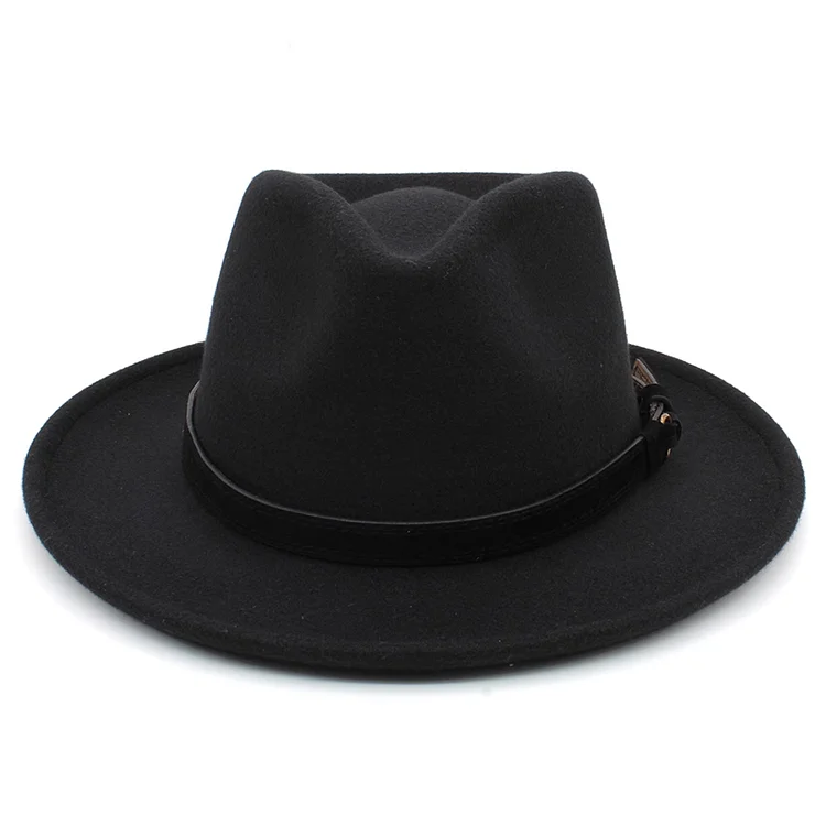 Vintage Wide Brim Buckled Wool Panama Hat