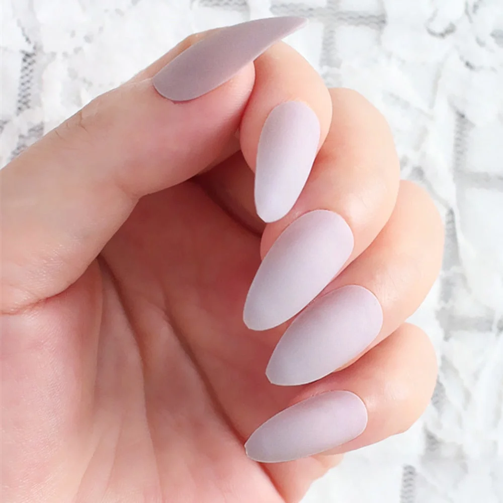 24Pcs Matte Dark Brown Artificial Fake Nails Long Stiletto False Nails For Design DIY Fingernails Art Tip Manicure Tool-Nail Inspo