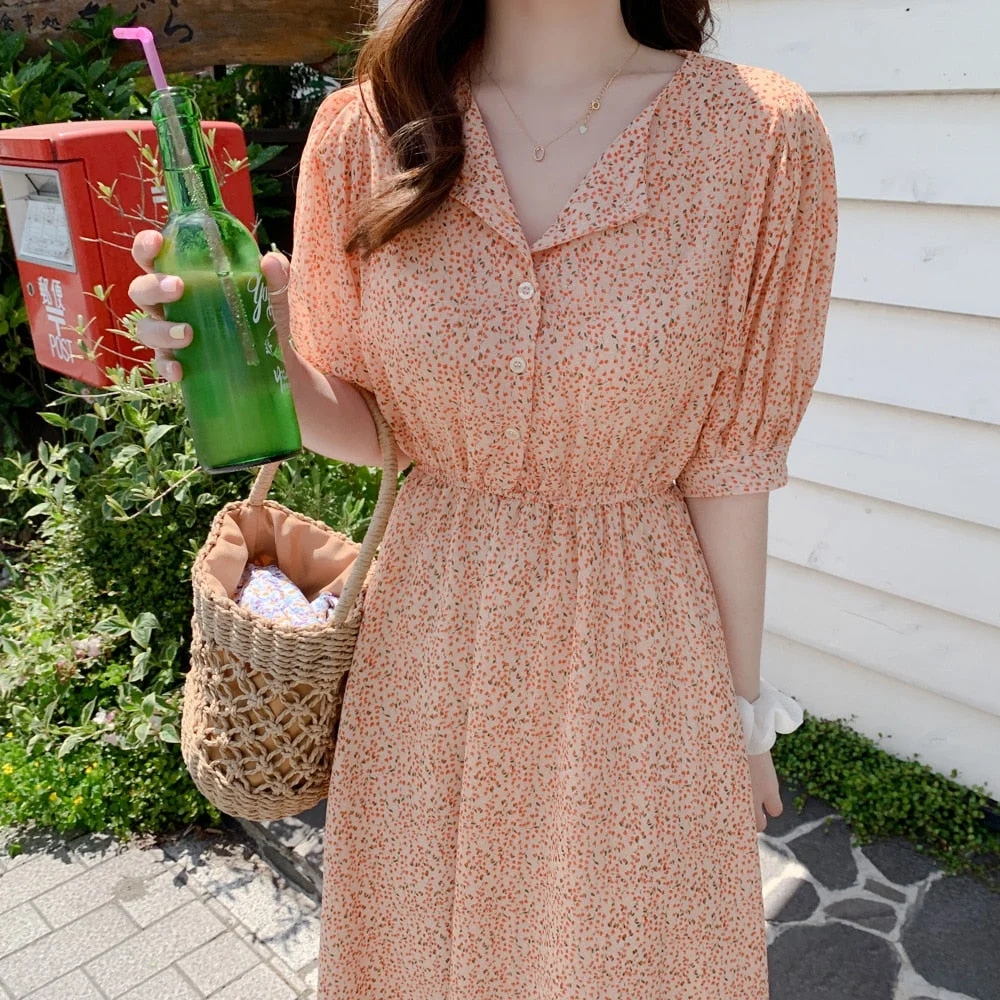 new floral plus size New mid Summer dress Boho party chiffon Female Dress print Women Dresses Robe Vestido party dress maxi