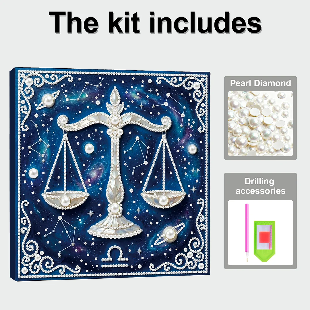 Libra - DIY Pearl Diamond Art Kit With Frame 25*25cm