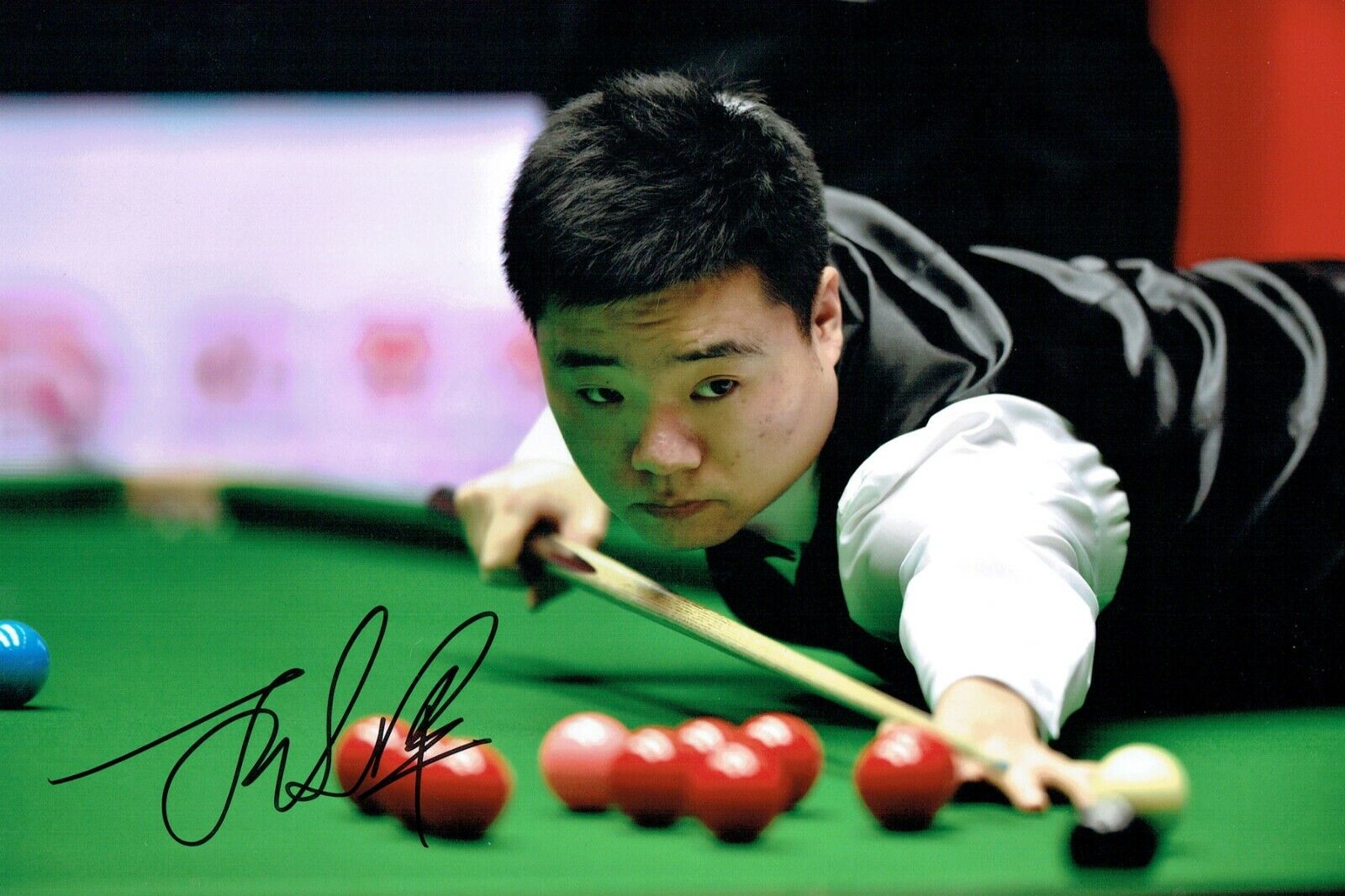 Ding JUNHUI 丁俊晖 Signed Autograph 12x8 Photo Poster painting Chinese Snooker Player AFTAL RD COA