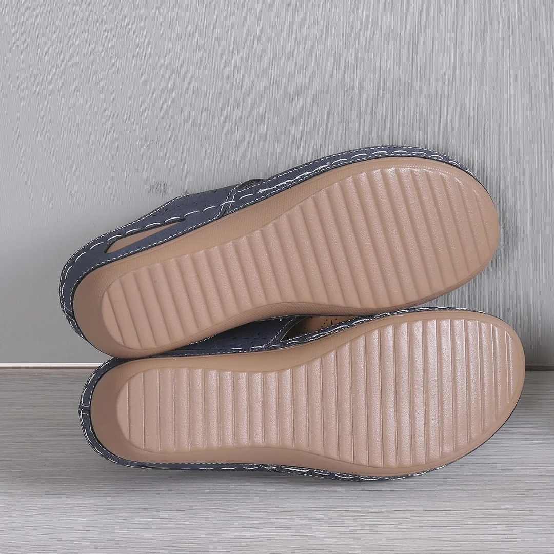 Yyvonne And Toe Slippers Women Women Slippers Car Sewing Thick Bottom Flowers Hollow Thick Background Word Slippers