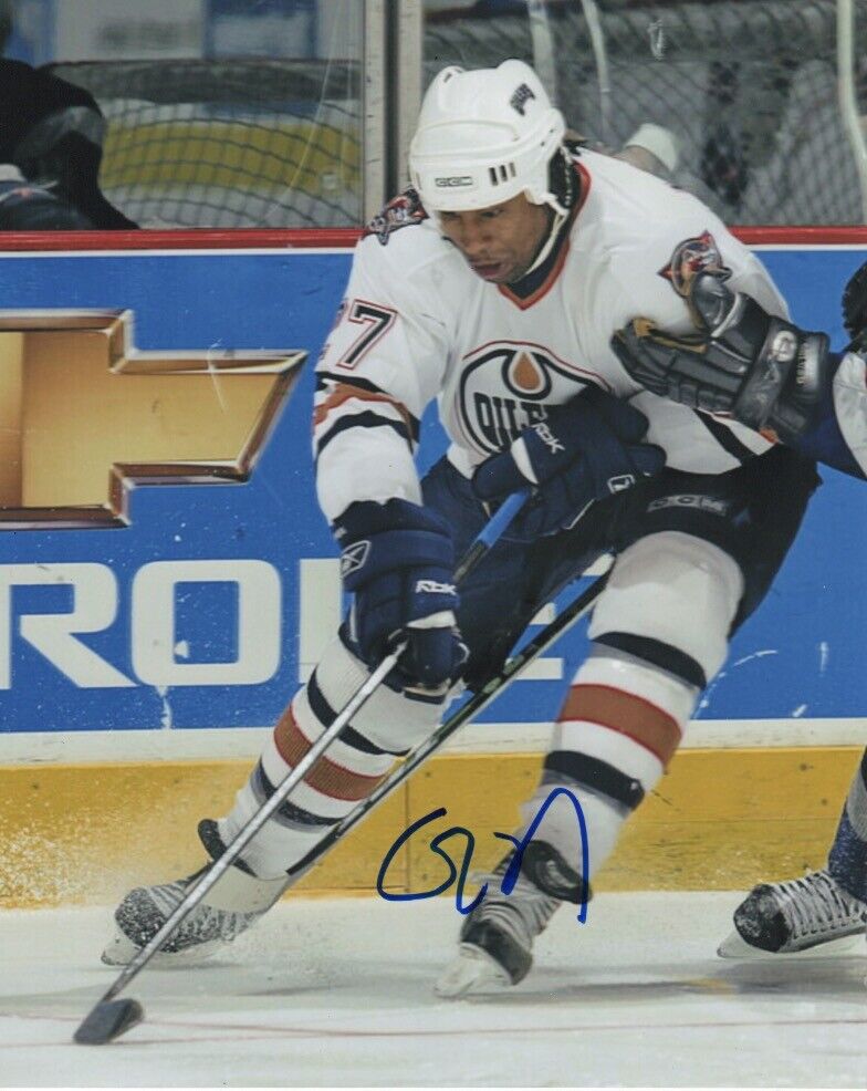 Edmonton Oilers Georges Laraque Signed Autographed 8x10 NHL Photo Poster painting COA