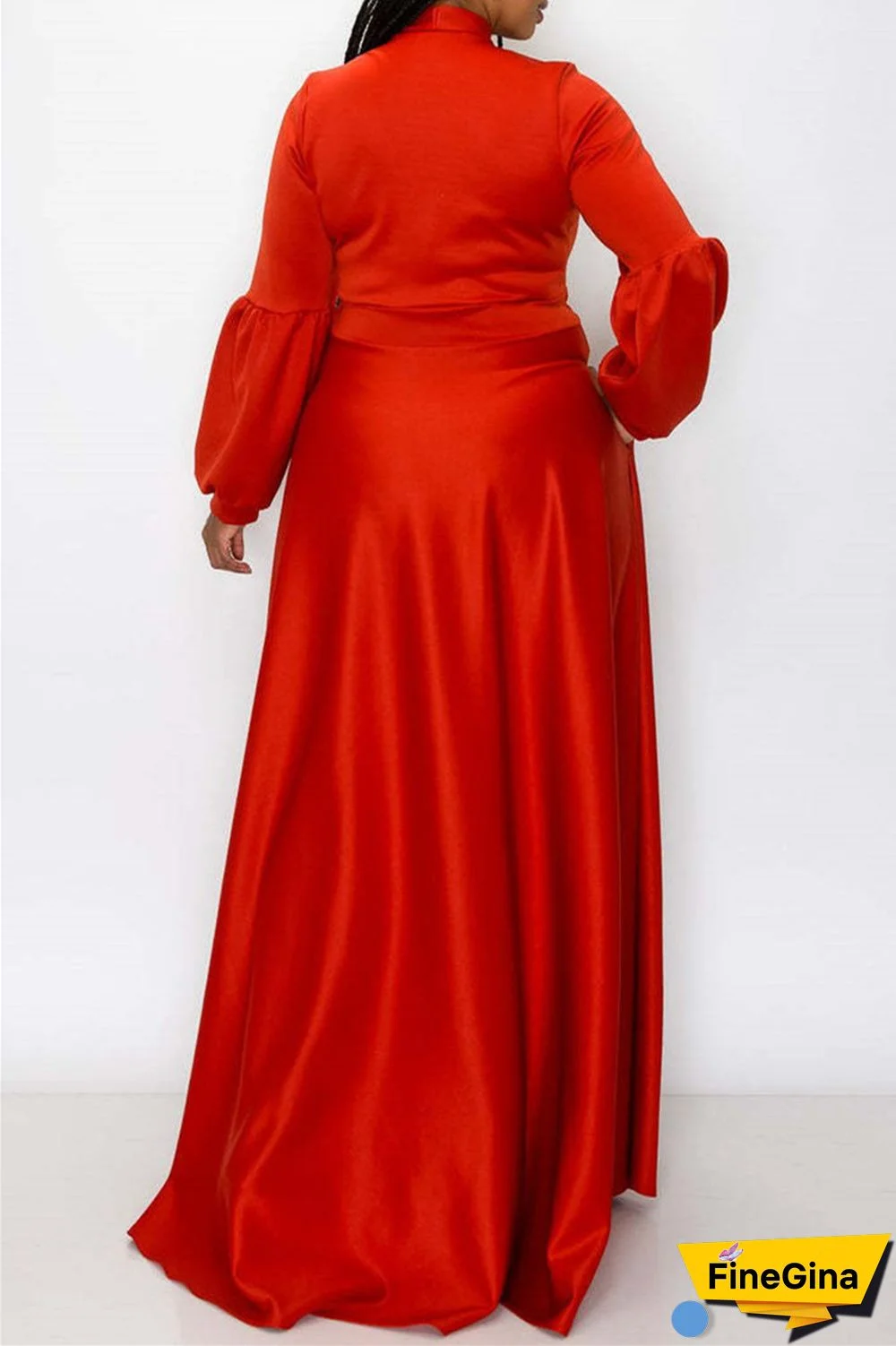 Tibetan Blue Casual Solid With Bow O Neck Long Sleeve Plus Size Dresses