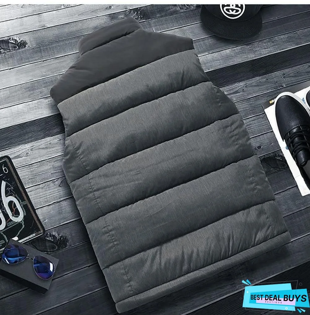 Men Down Vest Men's Warm Thick Coats Jacket and Coats Zipper Multiple Pockets Casual Vests Sleeveless Jacket