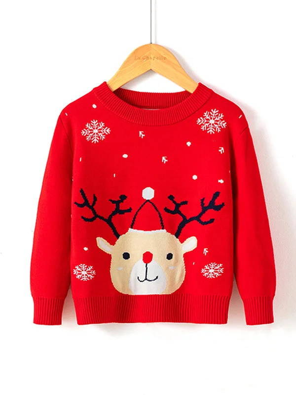 Reindeer Kids Christmas Sweaters Funny Xmas Jumper-elleschic