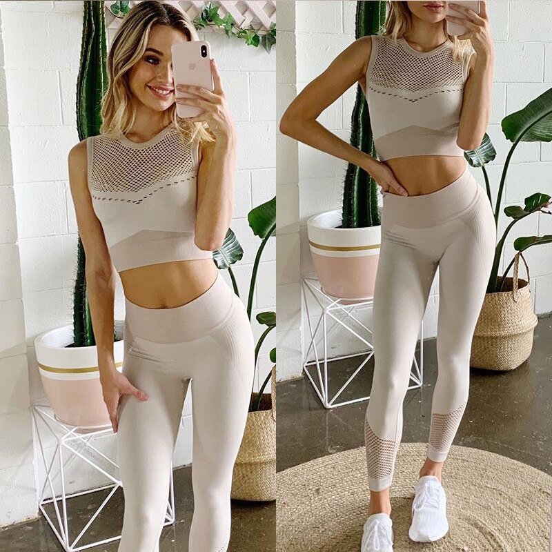 Gym 2 Piece Set Workout Clothes for Women Sports Bra and Leggings Set Sports Wear Women Gym Clothing Athletic Fitness Set