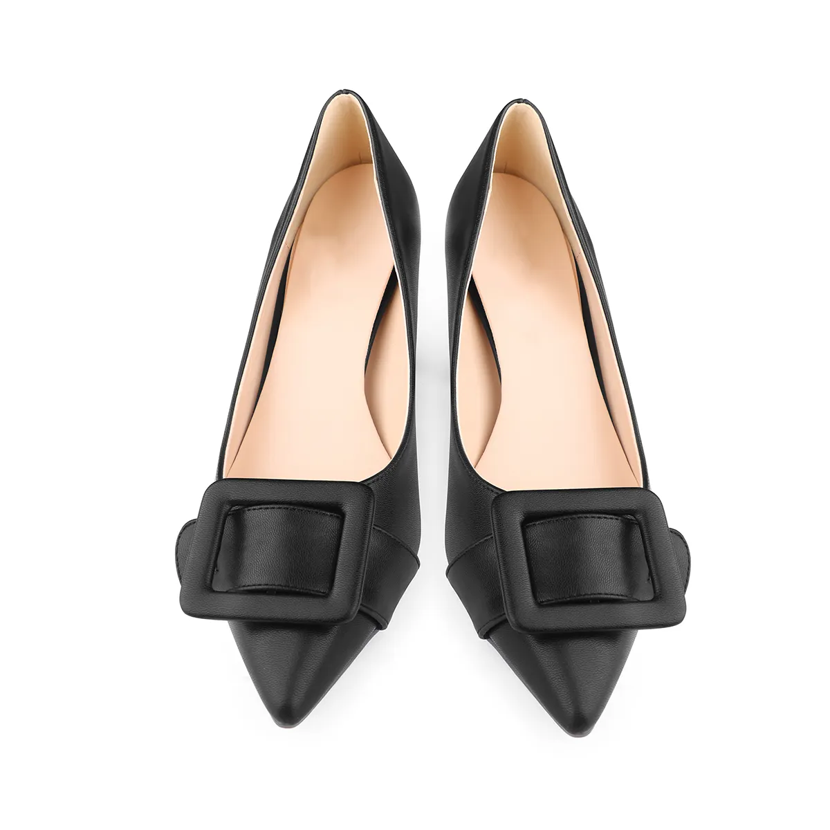 60mm Kitten Heels Red Bottom Pumps Summer Daily Matte Square Buckle-vocosishoes