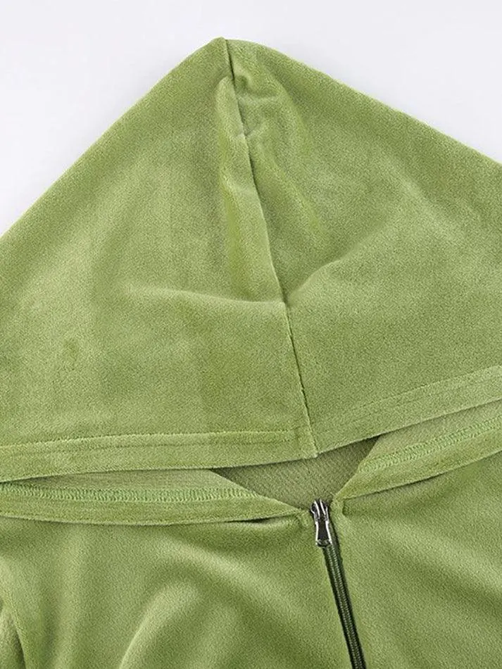 Brownm Velvet Zip Up Hoodie