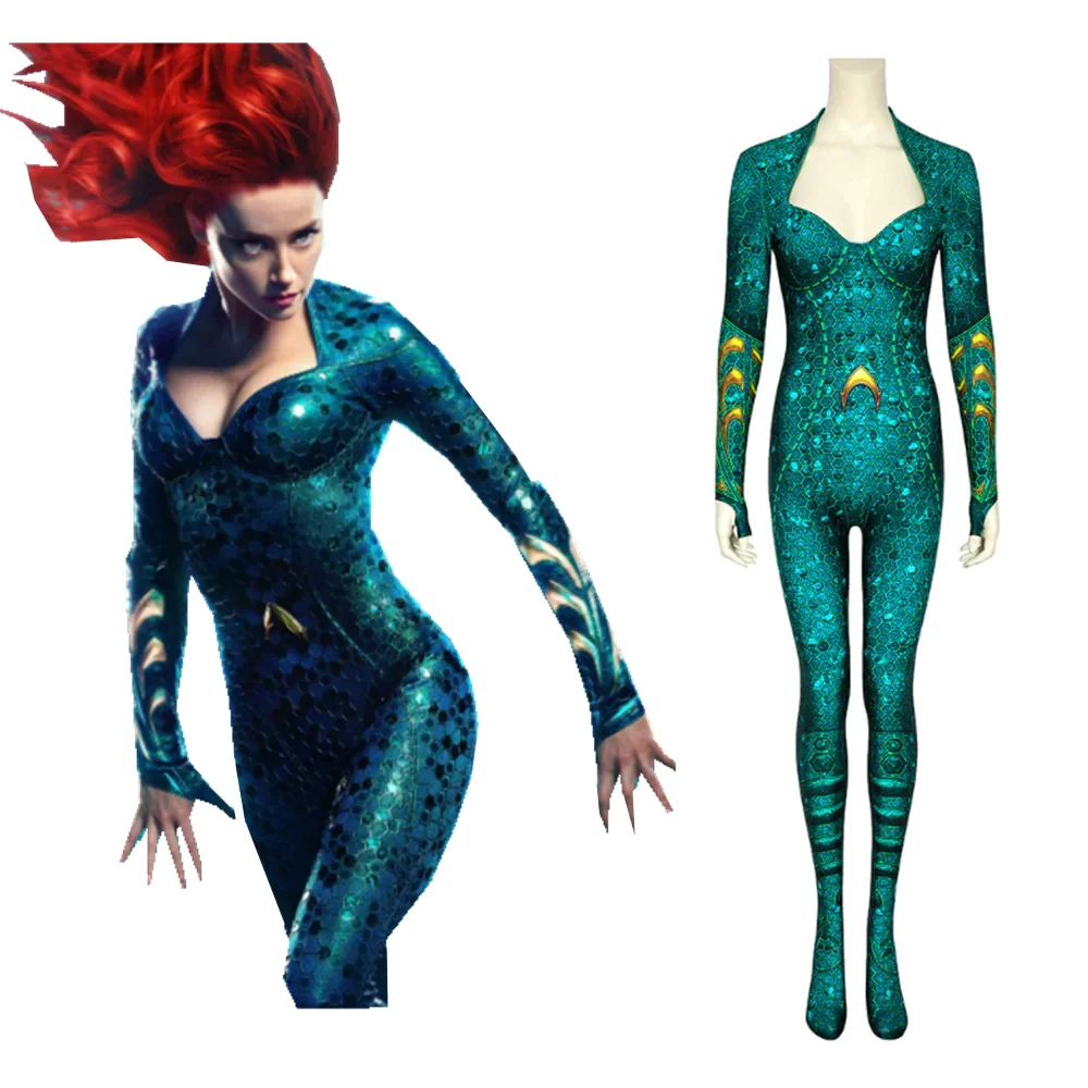 Aquaman Mera Cosplay Costume Jumpsuit Outfits Halloween Carnival Suit