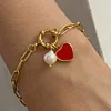 New Red Heart Pearl 18K Golden Bracelet