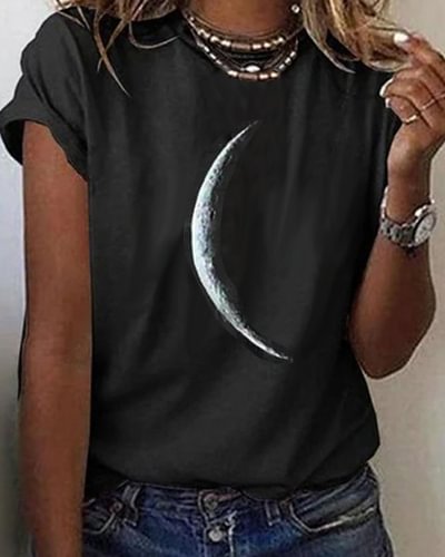 Star Printed Casual Short Sleeve Crew Neck Casual T-Shirts