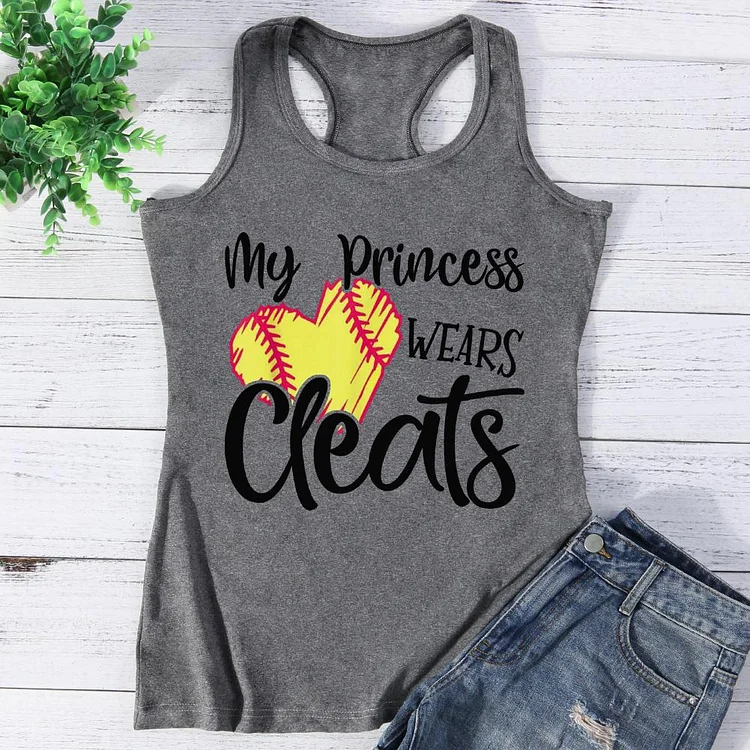 My Princess Wears Cleats Softball Vest Top-Annaletters