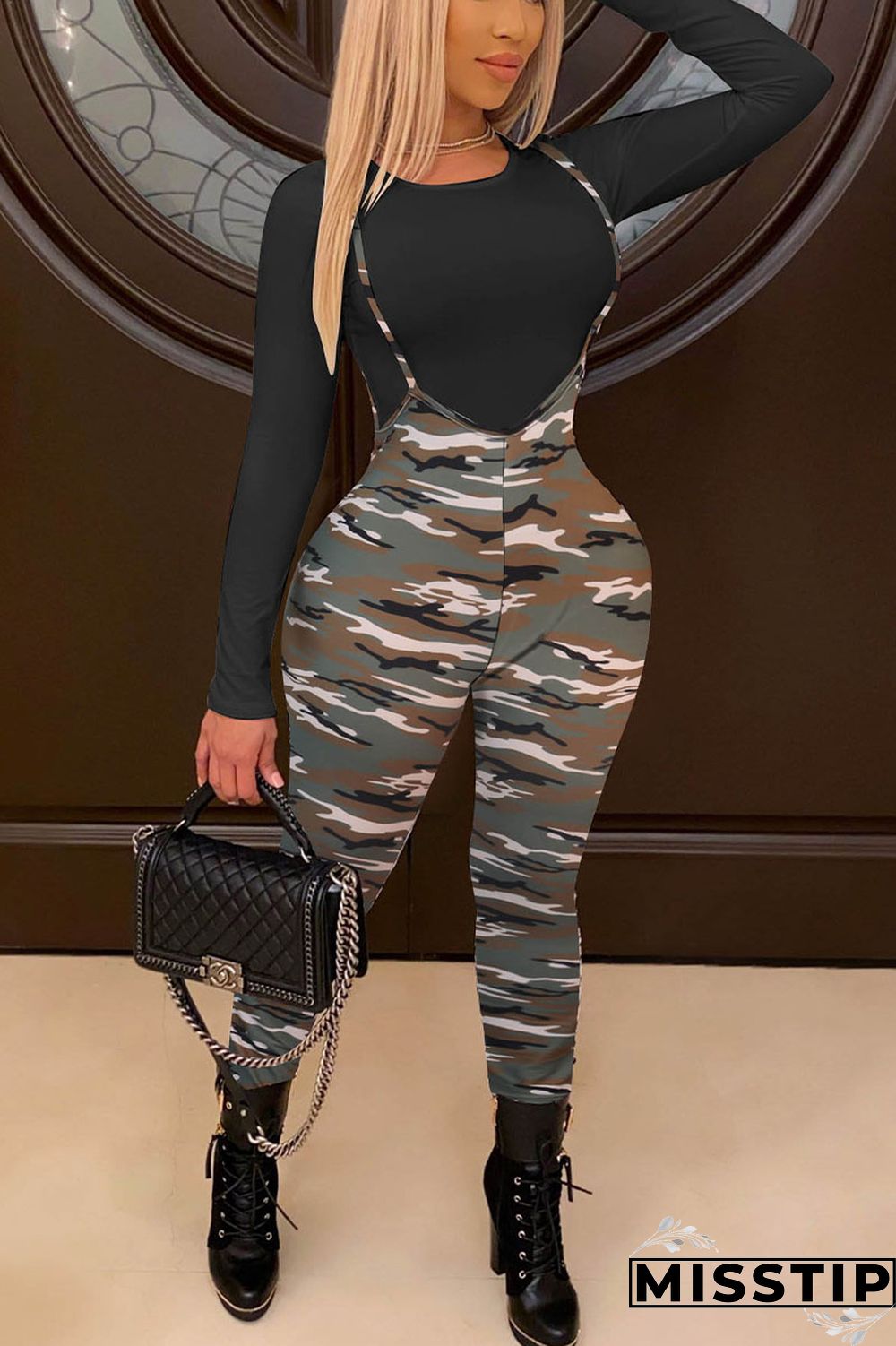 Leopard print Daily Leopard O Neck Long Sleeve Two Pieces