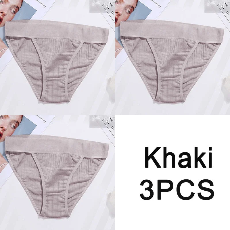 3PCS Women Cotton Panties Sexy Low Waist Underwear Panties Female Lingerie Underpants Hollow Heart Embossed Briefs Solid Color