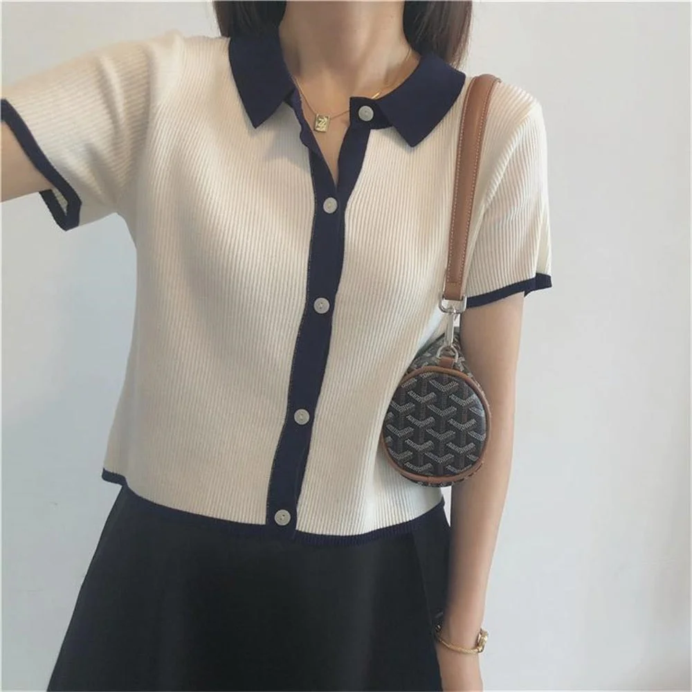 Short Sleeve Polo Shirt Women Fashion Casual Slim Summer Sexy Polo Mujer  Plus Size Lady Harajuku Polo Luxury Woman  Shirt