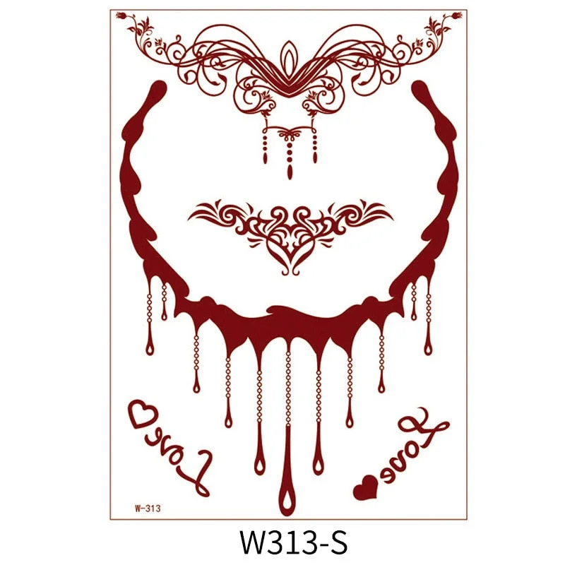 Waterproof Temporary Tattoo Sticker Chest Lace Henna Mandala wedding Flash Tattoos Flower Body Art Arm Fake Tatoo Women Men