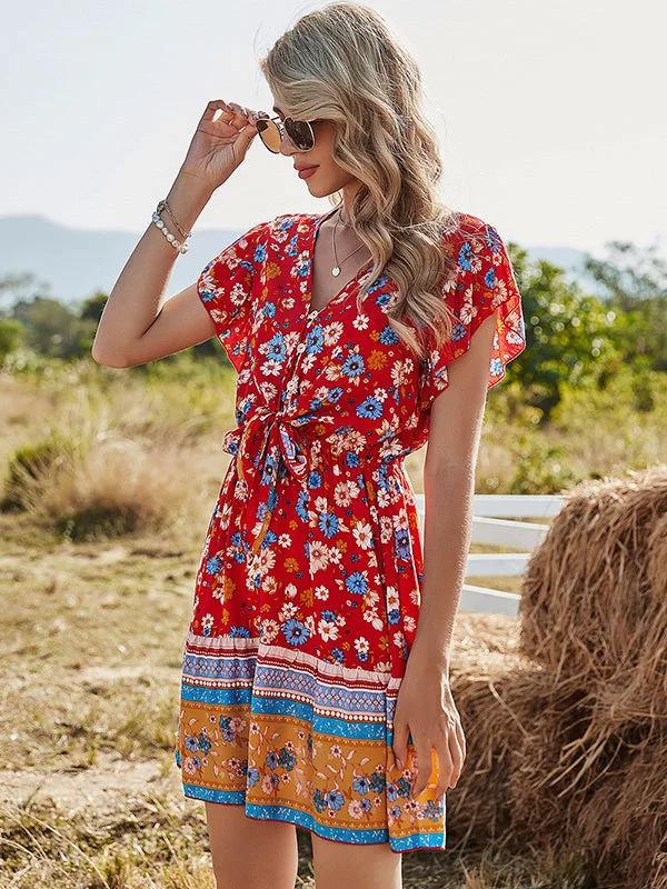 Women A-Line Floral Printed Bohemia Dress