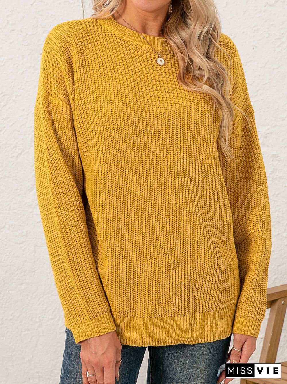 Women Sweet Mid-weight Micro-Elasticity Date Long sleeve Crew Neck Regular Sweater