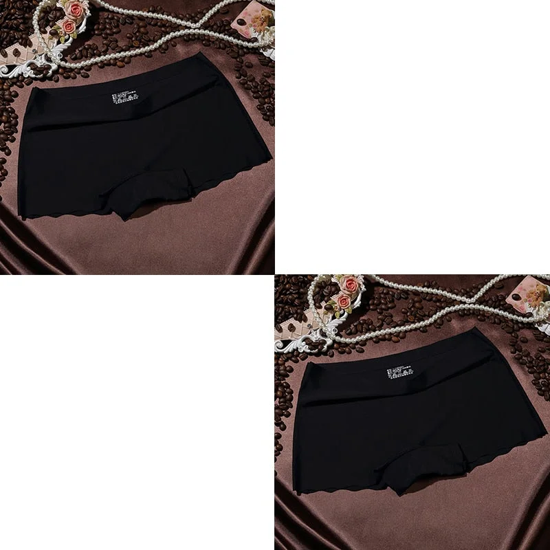 2 Pieces Boyshorts Seamless Ice Silk Underwear For Women Female Panties With 100% Cotton Crotch New Simple Panties 2021 BANNIROU