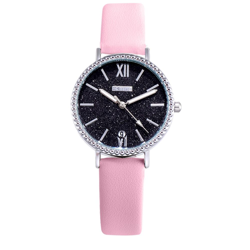 

Waterproof Star Sky Quartz Watch Women Leather Strap Wristwatch (Pink B, 501 Original