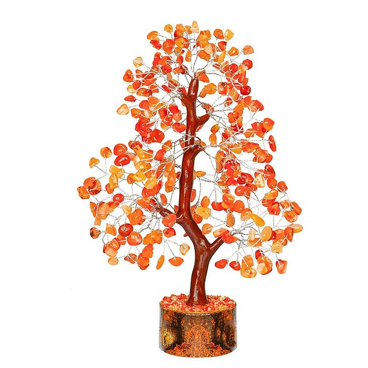 Red Agate Wooden Branches Crystal Feng Shui Tree