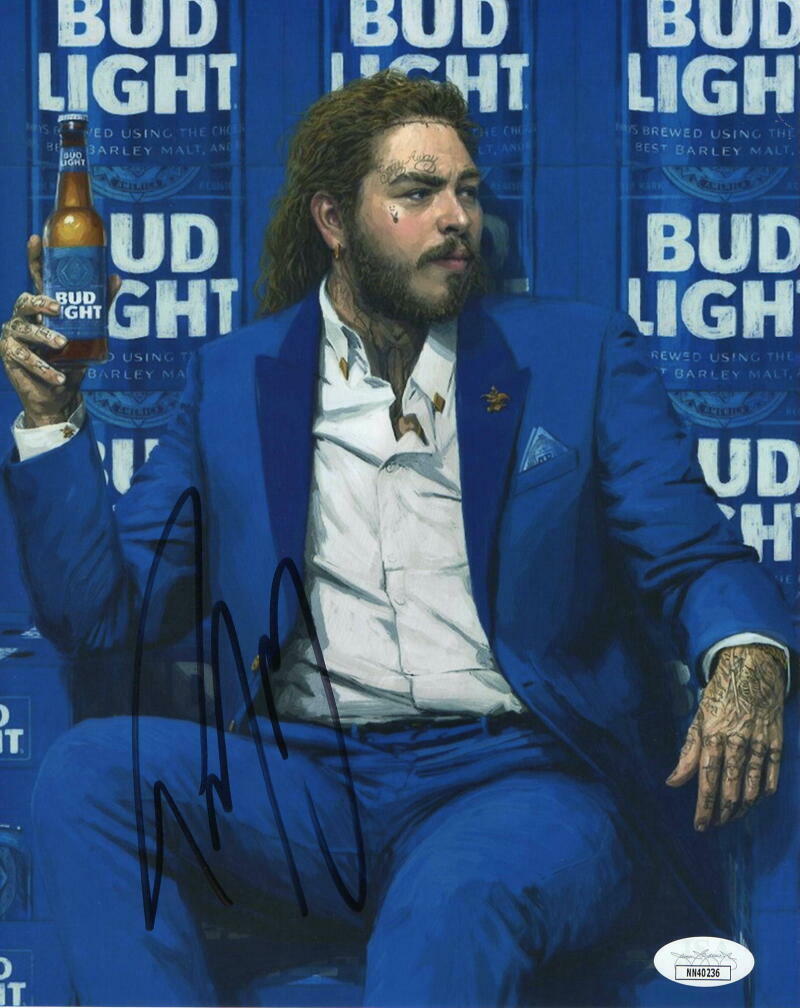 POST MALONE SIGNED AUTOGRAPH 8x10 Photo Poster painting - BUD LIGHT PORTRAIT, STONEY STAR, JSA