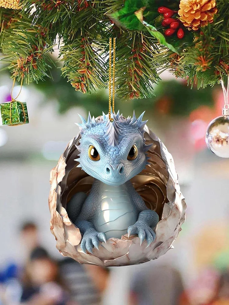 Christmas Dragon Baby Egg Ornaments Acrylic Dragon Egg Pendants for Car Backpack