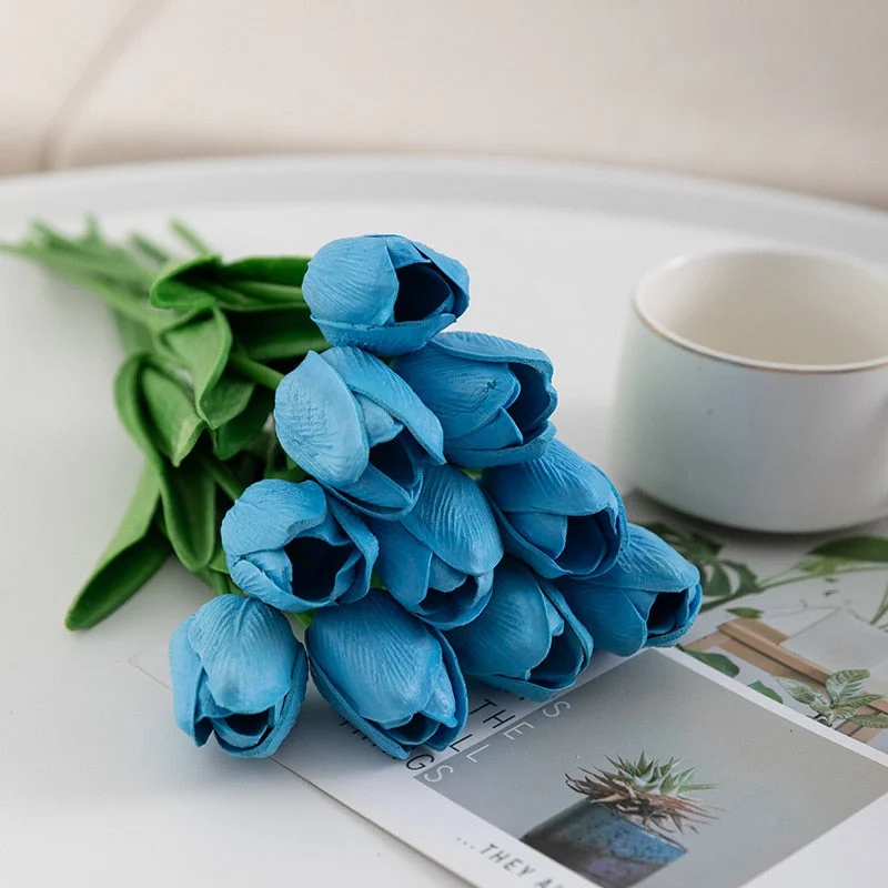 10PCS Tulip Artificial Flowers Real Touch Party Valentine's Day Artificial Bouquet Garden Home Wedding Decoration Fack Flower