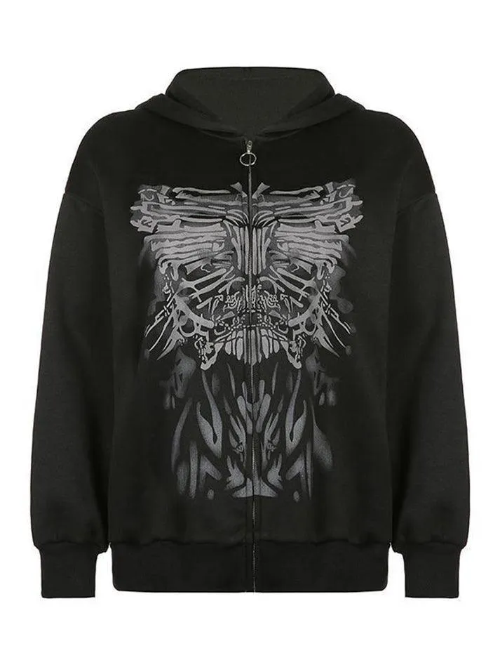 Brownm Goth Graphic Oversized Hoodie