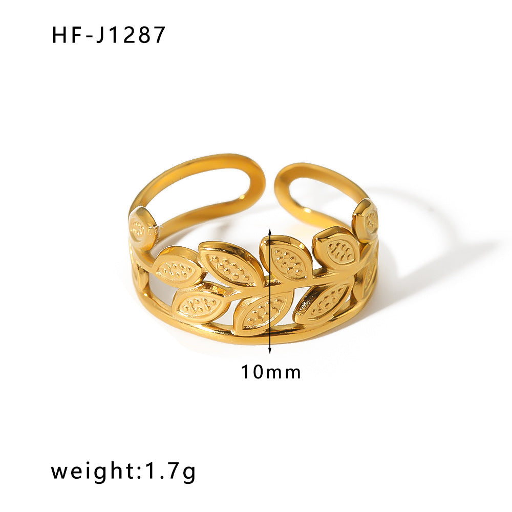 Women IG Style Circle Round Geometric Stainless Steel Electroplating Rings