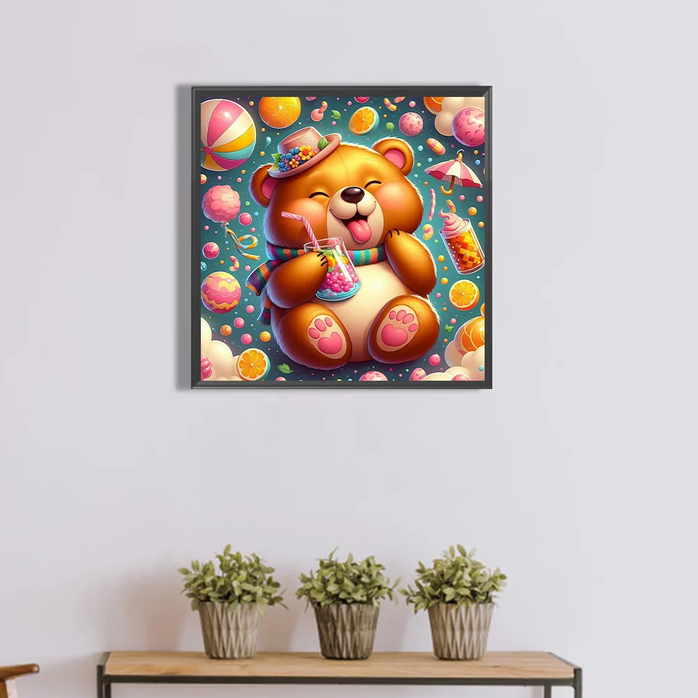 Diamond Painting - Full Round Drill - Happy Bear(Canvas|40*40cm)