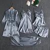 Women's Blushy Silk 5 Piece Pajama Set