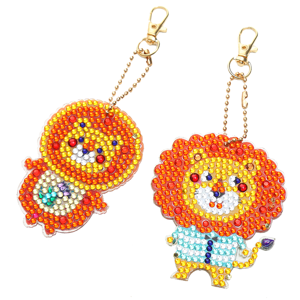 

2pcs Cartoon Lion - 5D DIY Craft Keychain, 501 Original