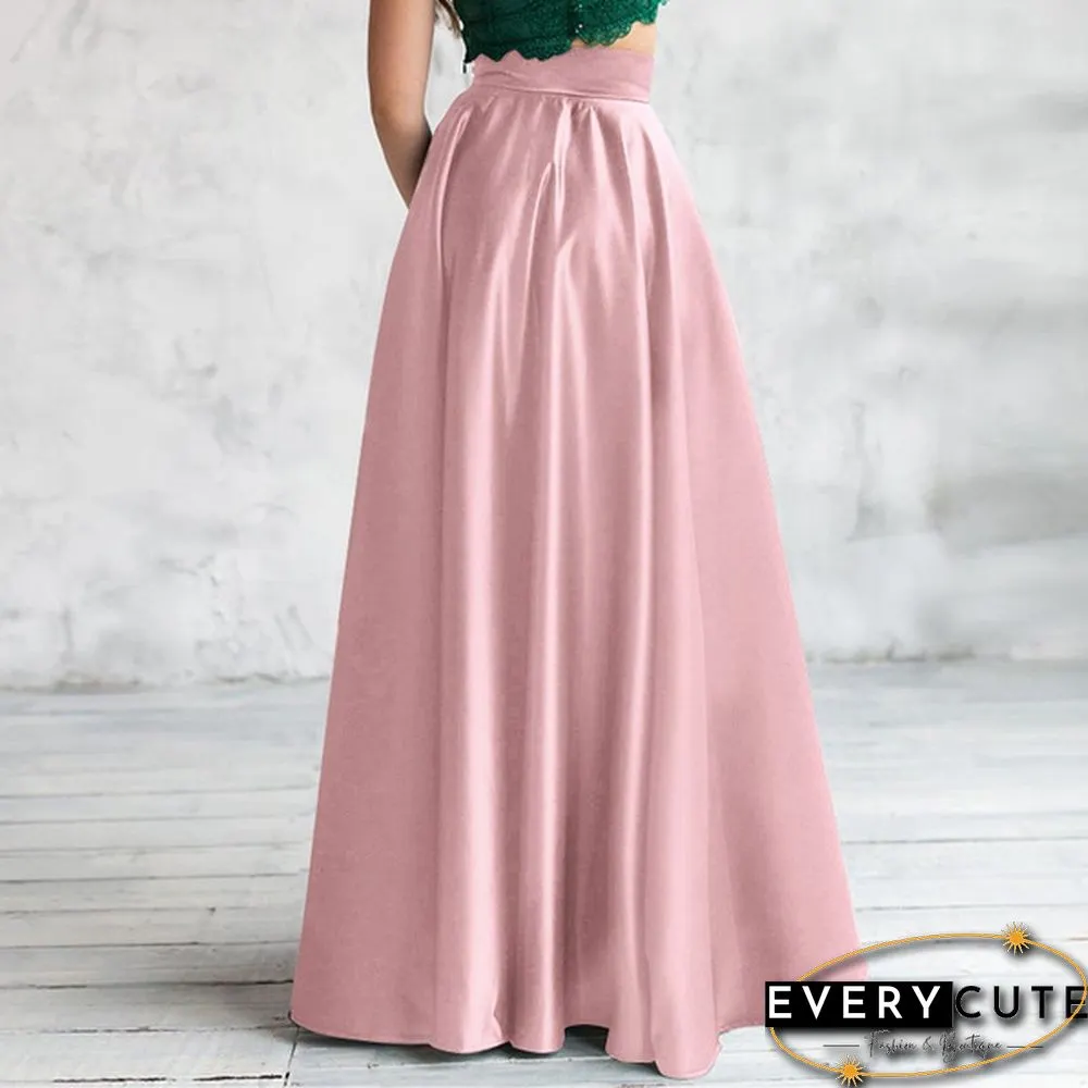 Ladies Fashion High Waist Satin Skirt Evening Party A-Line Skirt Casual Loose Summer Dress
