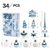 34PCS Colorful Christmas Tree Hanging Decors Set