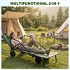 [US Local Warehouse] 2-in-1 Wagons Carts Foldable 440lbs Capacity Folding Chair Cart with All-Terrain Wheels Beach Wagon for  Sports Garden Camping (Green)