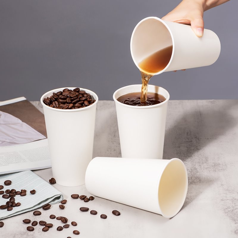 50x 16oz Disposable Coffee Cups White Sip Lids Barista Design Printed Paper Cup 