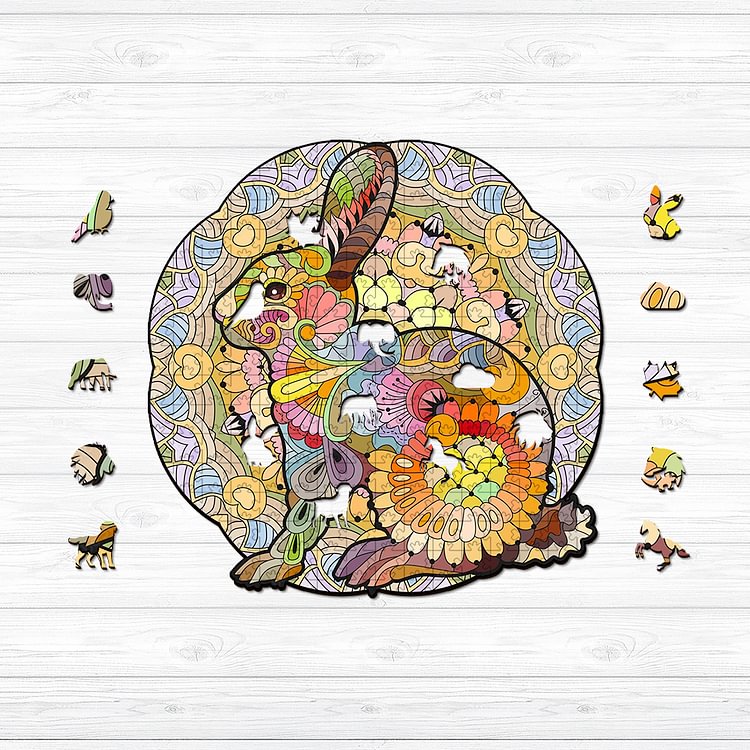 Patterned Rabbit Wooden Jigsaw Puzzle