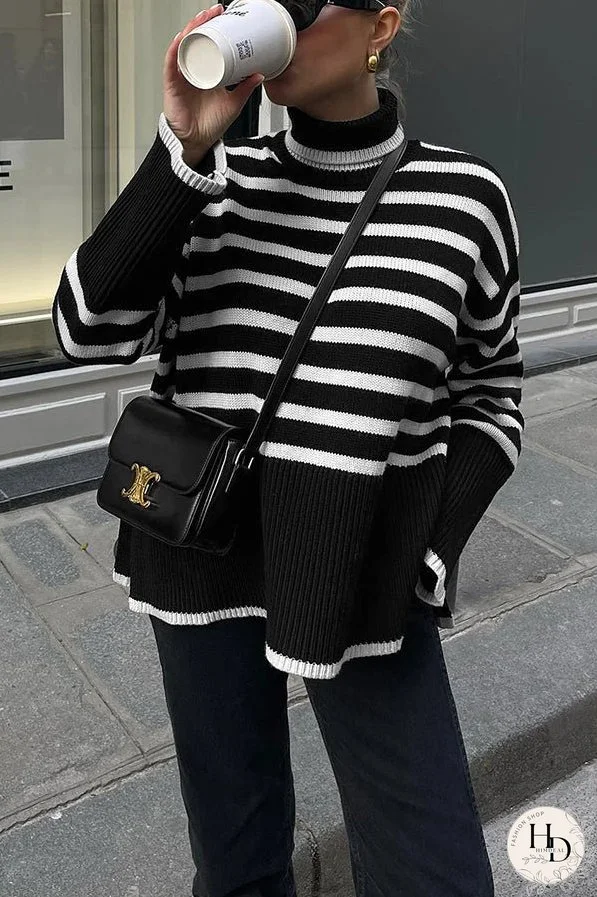 Parisian Stripe Mockneck Sweater