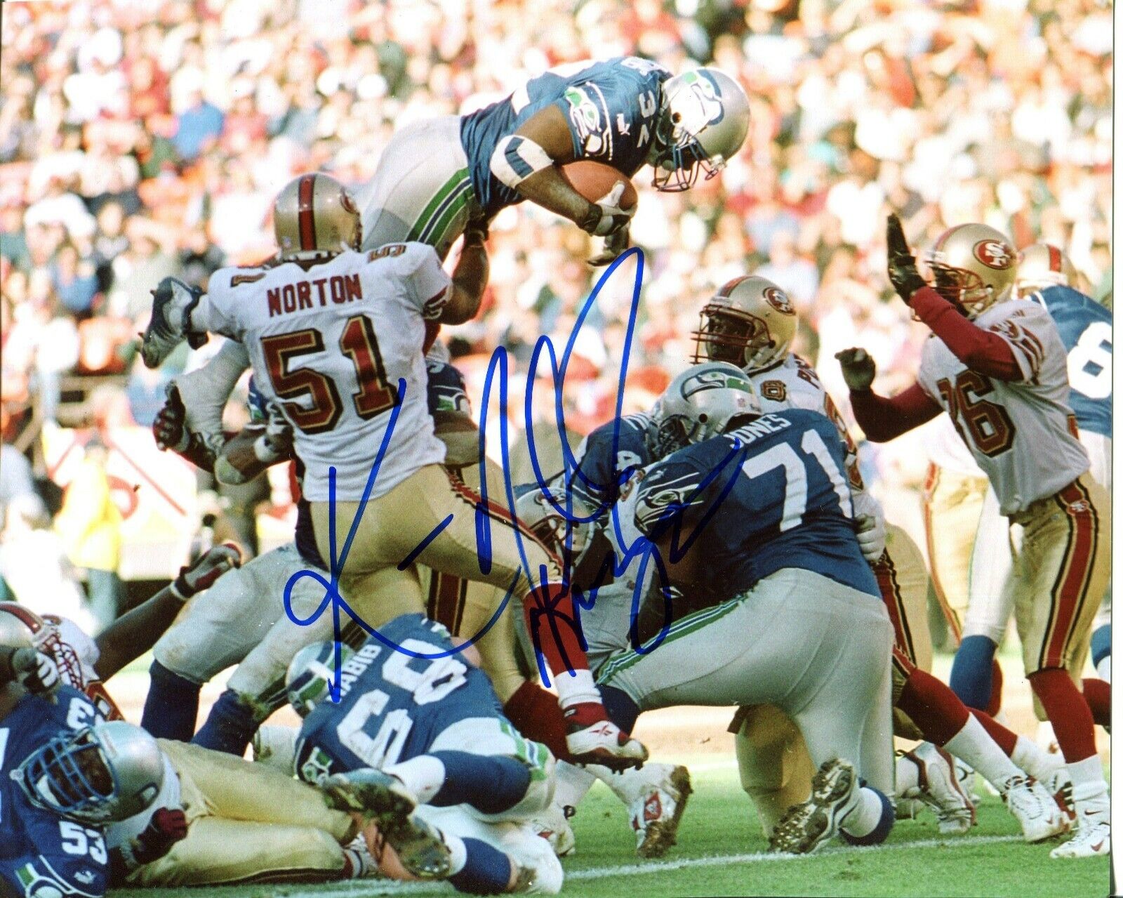 Ken Norton Rickey Watters 49ers Vs Seahawks Autographed Signed 8x10 Photo Poster painting CFS