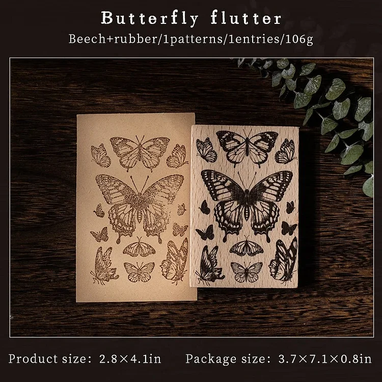 Journalsay 1 Piece Garden Series Vintage Botanical Flower Butterfly Wooden Stamp
