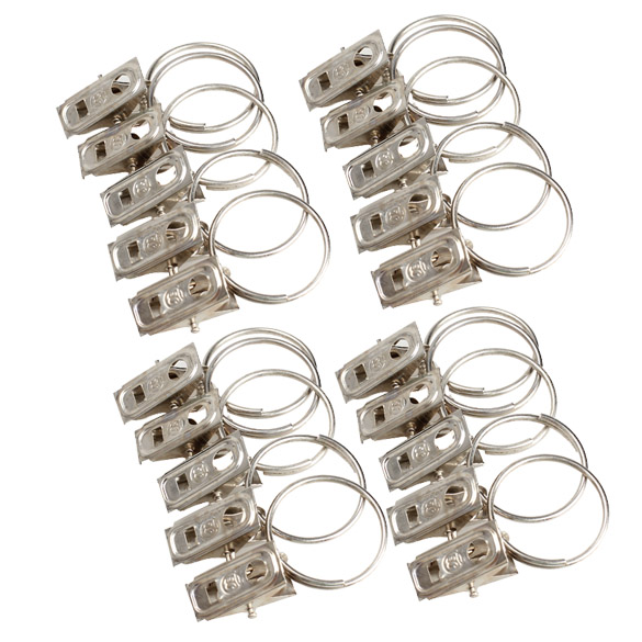 

20Pcs Stainless Steel Window Shower Curtain Rod Clips Rings Drapery Clips, 501 Original