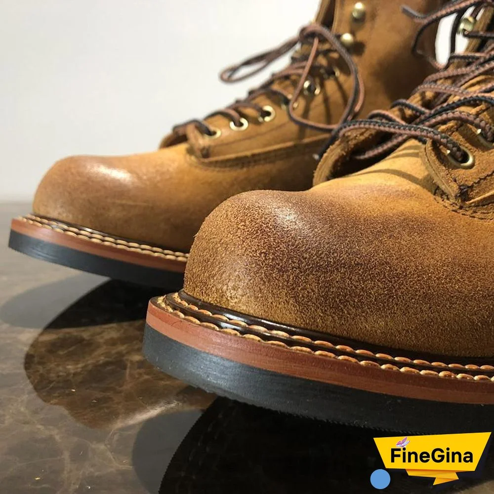 Vintage Lace-Up New Genuine Leather Platform Men Ring Black Red Ankle Boots Dress Work Casual Motorcycle Boots