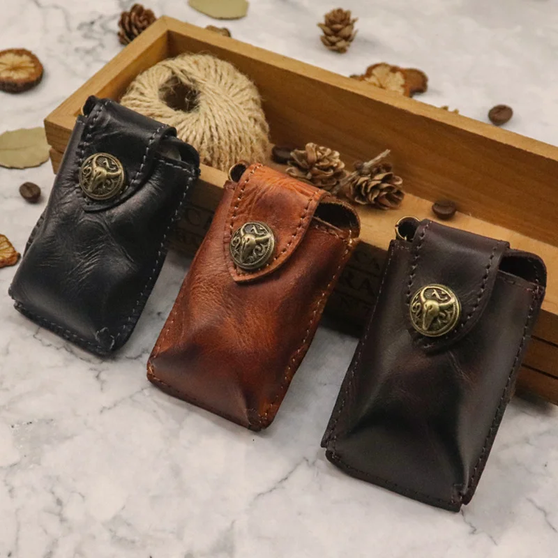 Retro First-Layer Cowhide Handmade Distressed Belt Key Bag