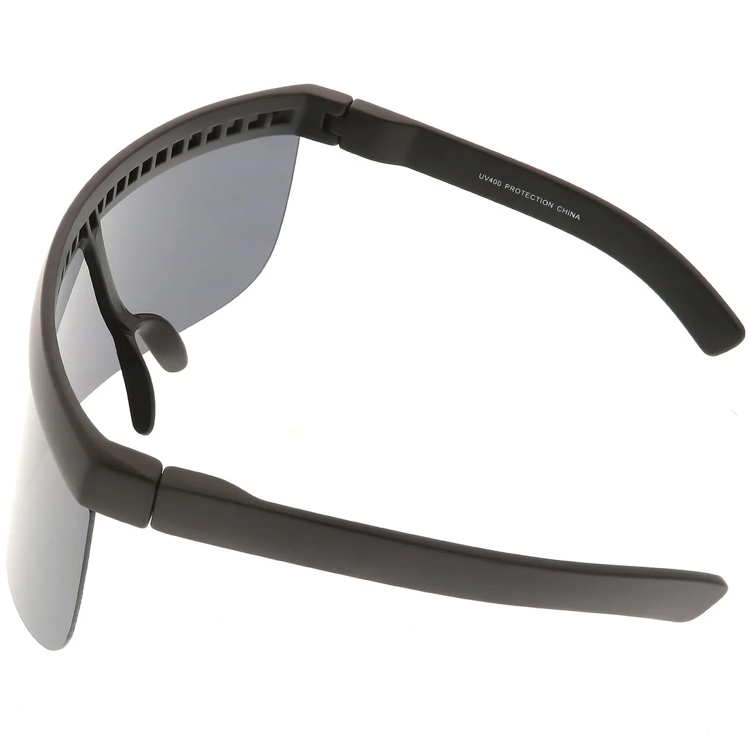 Futuristic Oversize Shield Visor glasses Flat Top Mirrored Mono Lens 172mm