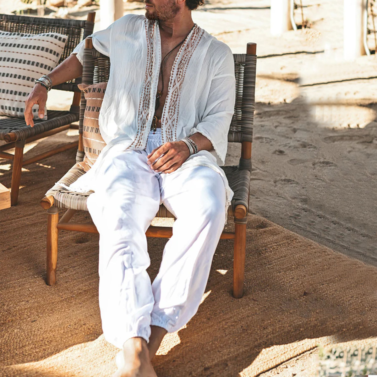 Men's Tribe Linen Holiday Cardigan